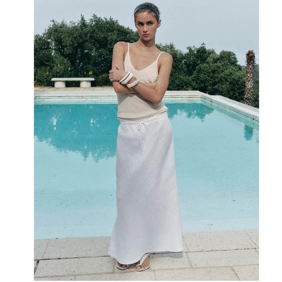 NWT Zara 100% Linen White Maxi Skirt - Picture 1 of 15